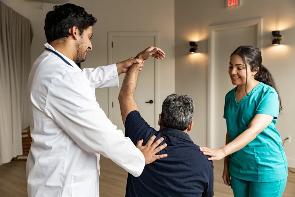 Physical Therapist assisting patient
